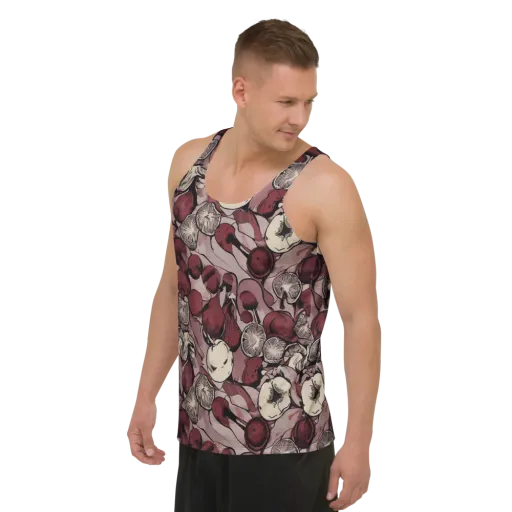 Pomegranate Nocturne on a Men's Tank Top