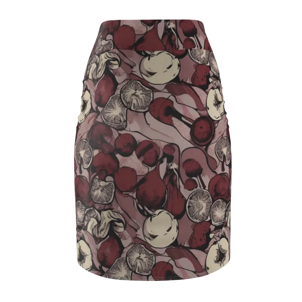 Pomegranate Nocturne on Pencil Skirt — Back