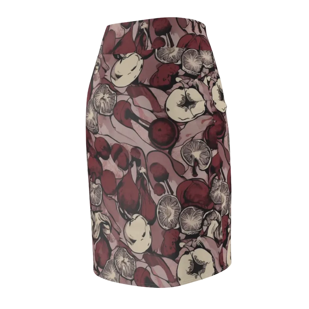 Pomegranate Nocturne on Pencil Skirt — Back Side