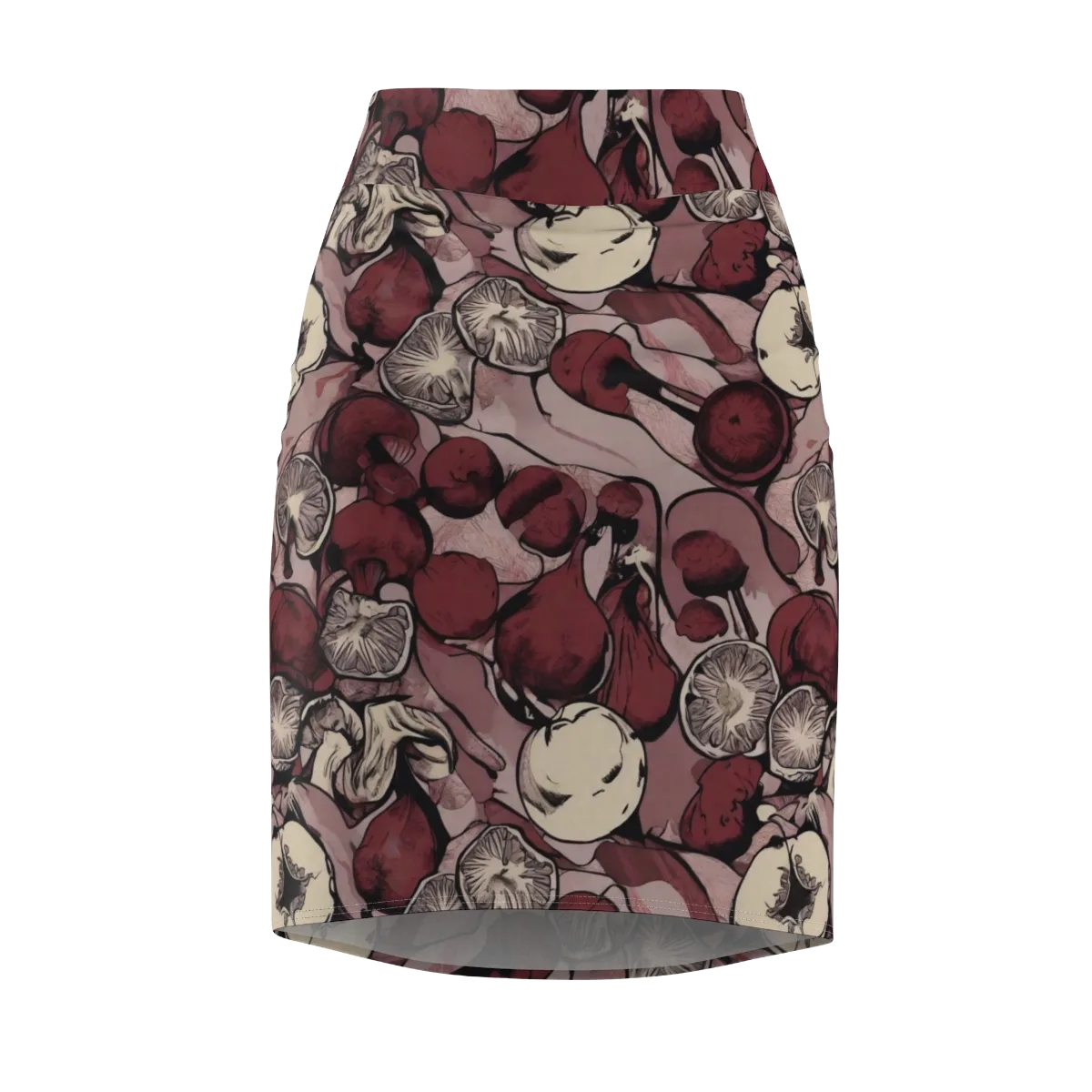 Pomegranate Nocturne on Pencil Skirt — Front