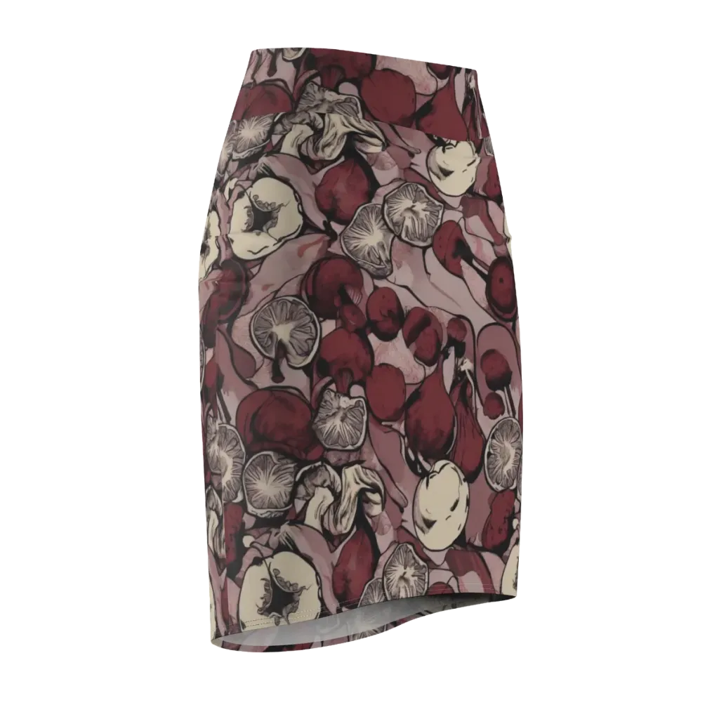 Pomegranate Nocturne on Pencil Skirt — Front Side