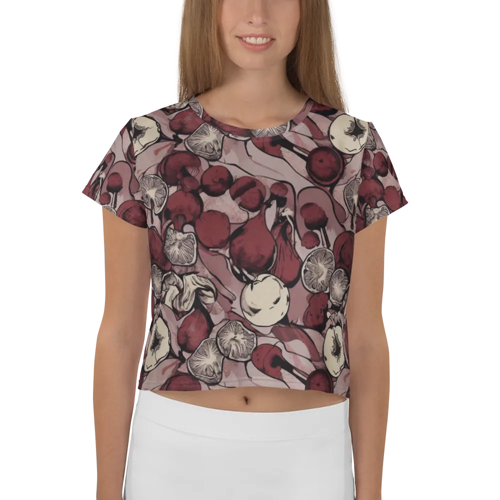 Pomegranate Nocturne on Crop Tee — Front