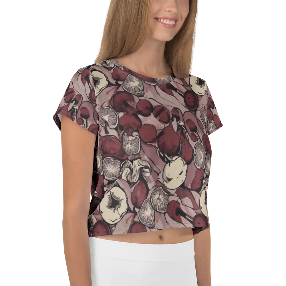 Pomegranate Nocturne on Crop Tee — Right
