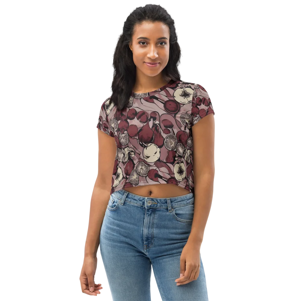 Pomegranate Nocturne on Crop Tee — Front