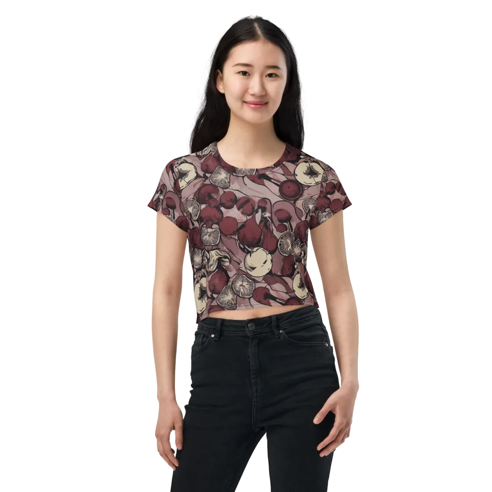 Pomegranate Nocturne on Crop Tee — Front