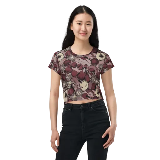 Pomegranate Nocturne on a Crop Tee