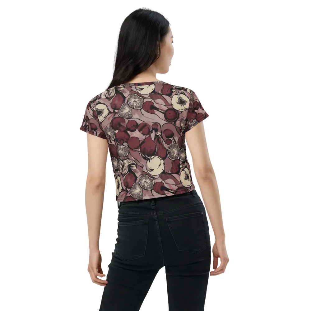 Pomegranate Nocturne on Crop Tee — Back