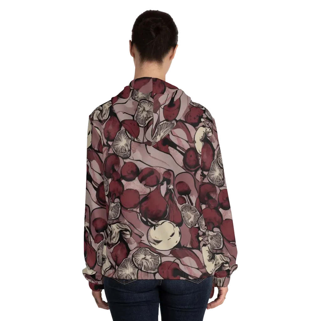 Pomegranate Nocturne on Women's Full-Zip Hoodie — Back On Person