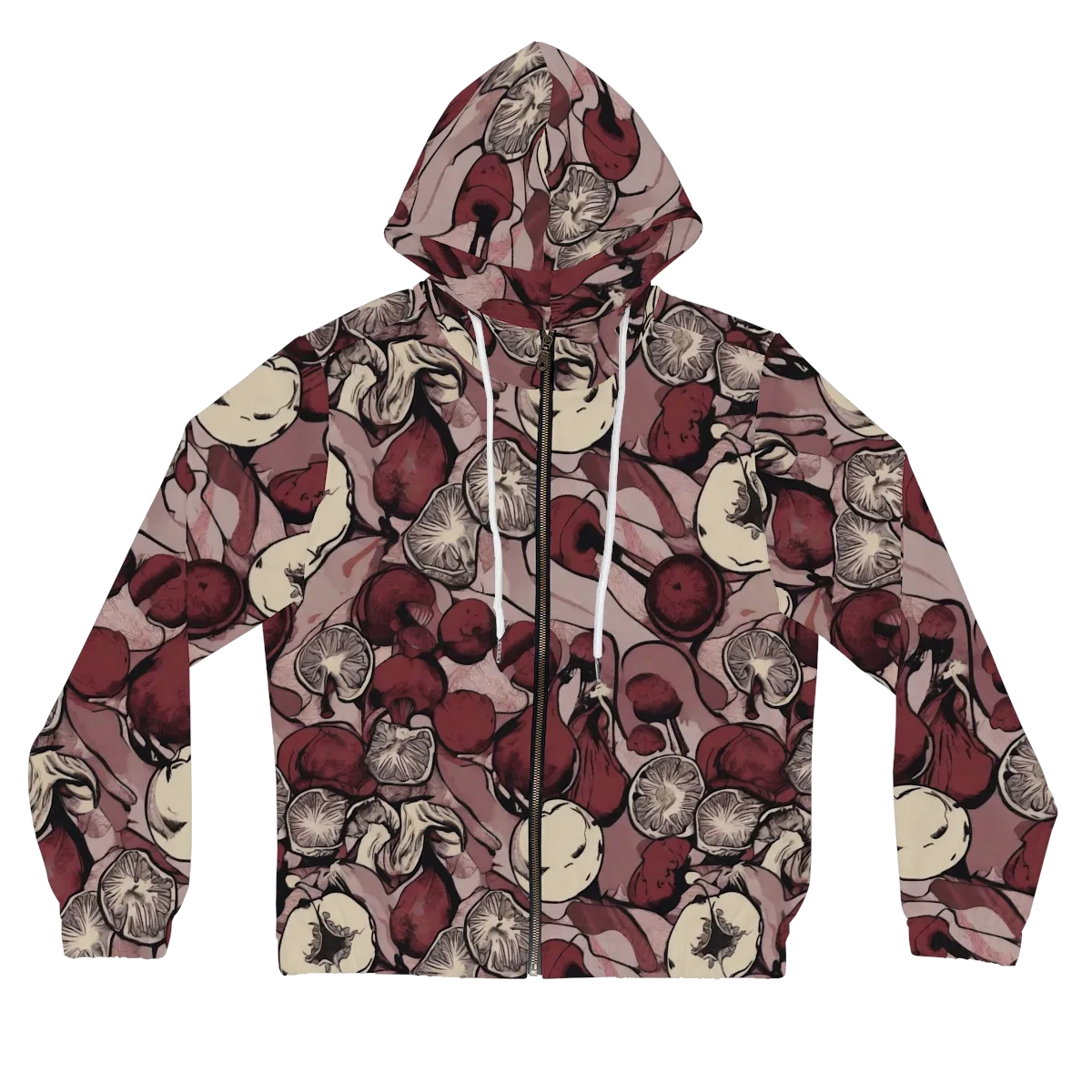 Pomegranate Nocturne on Women's Full-Zip Hoodie — Front