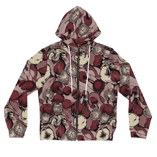 Pomegranate Nocturne on a Women's Full-Zip Hoodie