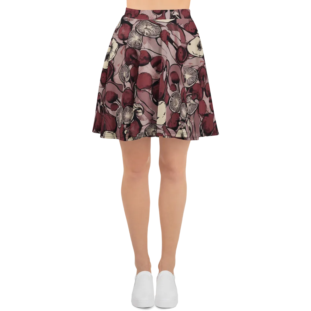 Pomegranate Nocturne on Skater Skirt — Front