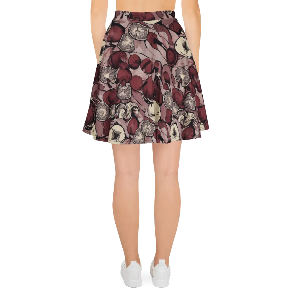 Pomegranate Nocturne on Skater Skirt — Back