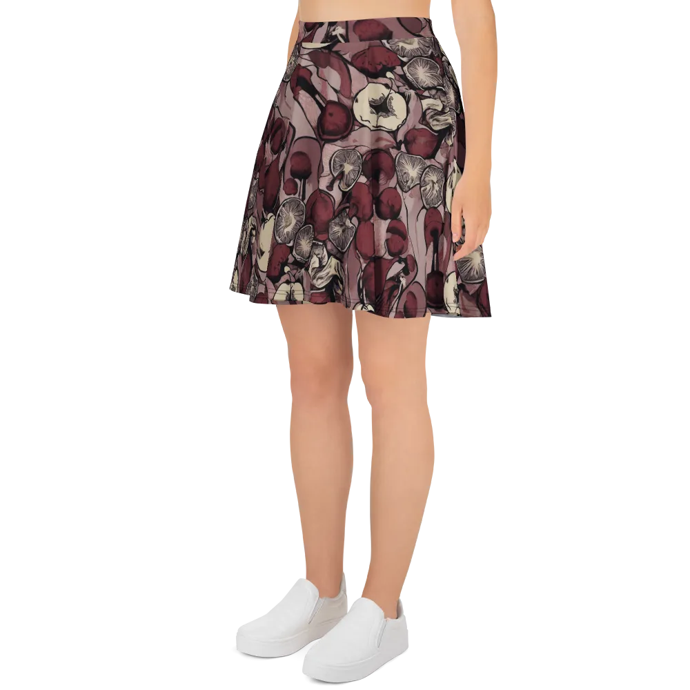 Pomegranate Nocturne on Skater Skirt — Left