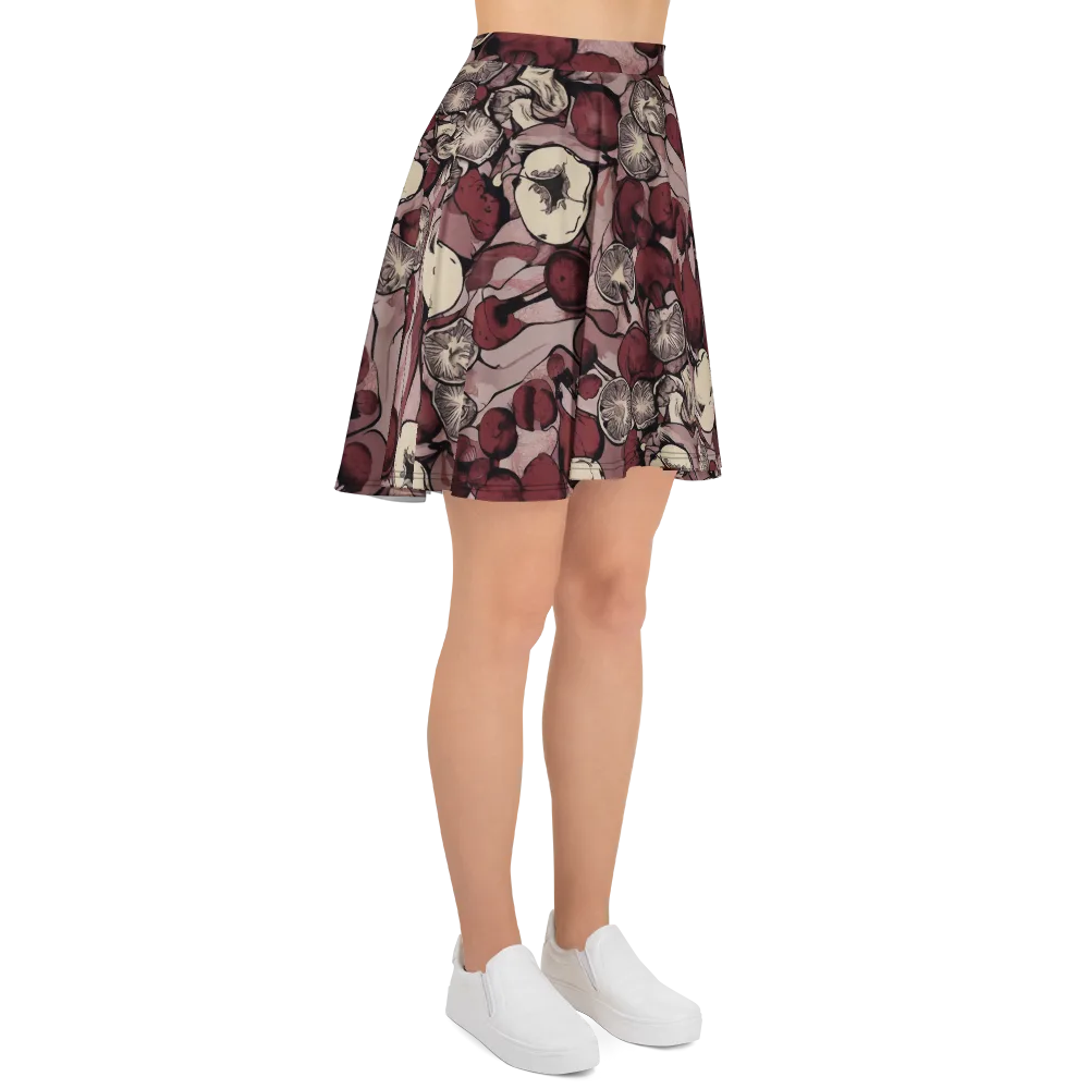 Pomegranate Nocturne on Skater Skirt — Right