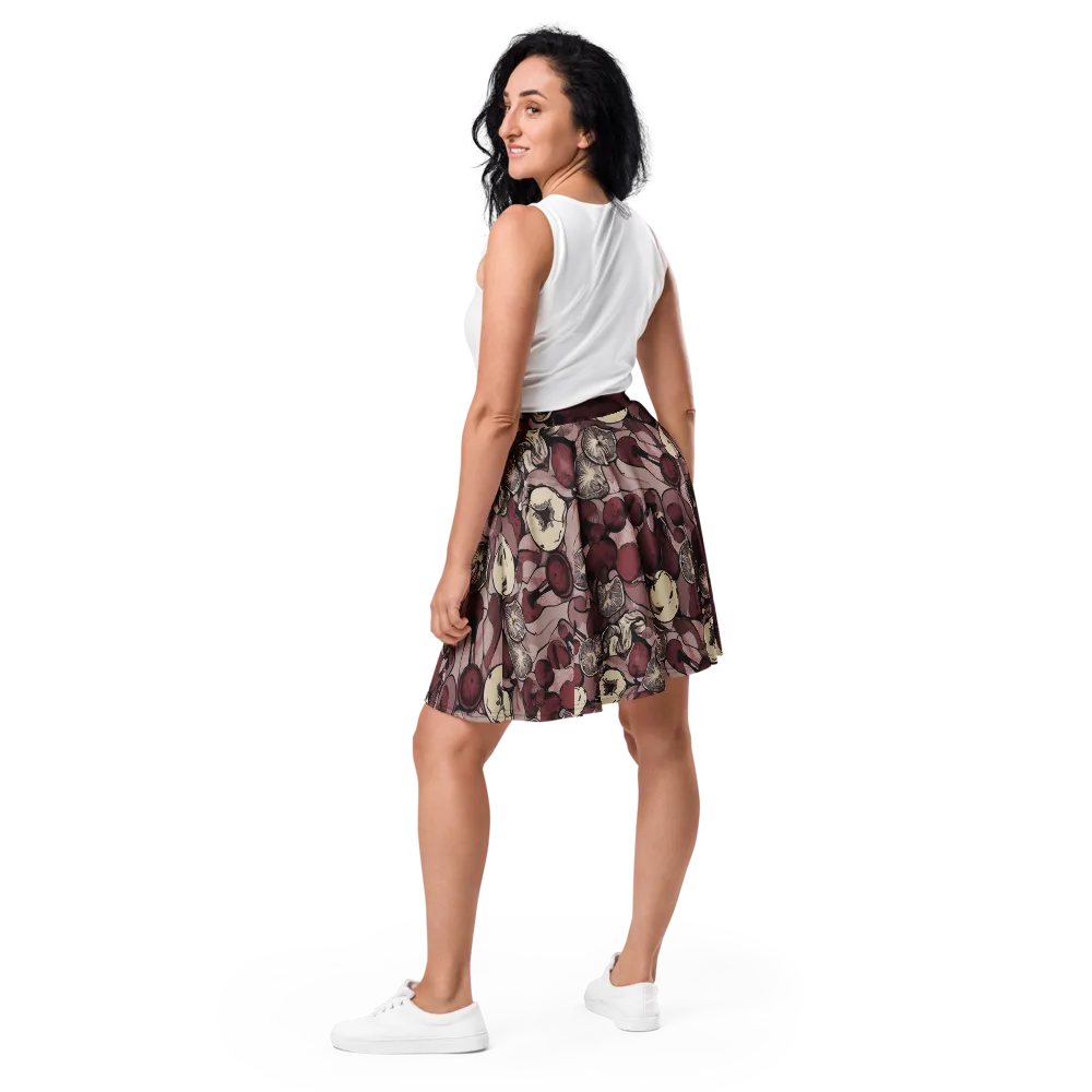 Pomegranate Nocturne on Skater Skirt — Back