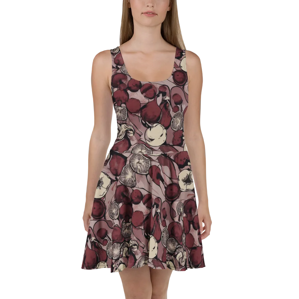Pomegranate Nocturne on Skater Dress — Front
