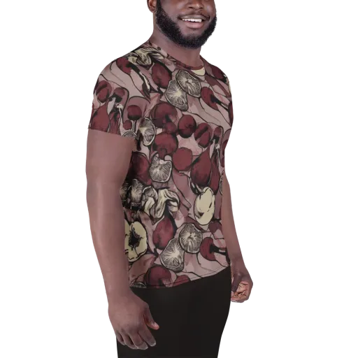 Pomegranate Nocturne on a Men's Athletic T-Shirt