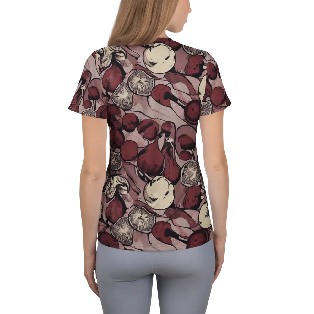 Pomegranate Nocturne on Women's Athletic T-Shirt — Back