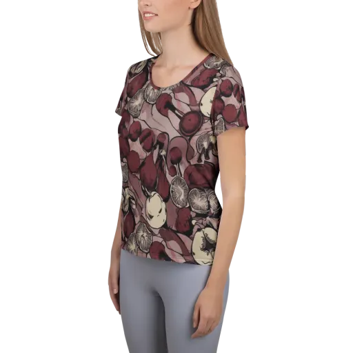 Pomegranate Nocturne on a Women's Athletic T-Shirt