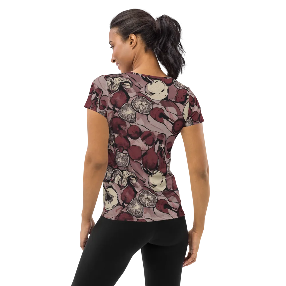 Pomegranate Nocturne on Women's Athletic T-Shirt — Back