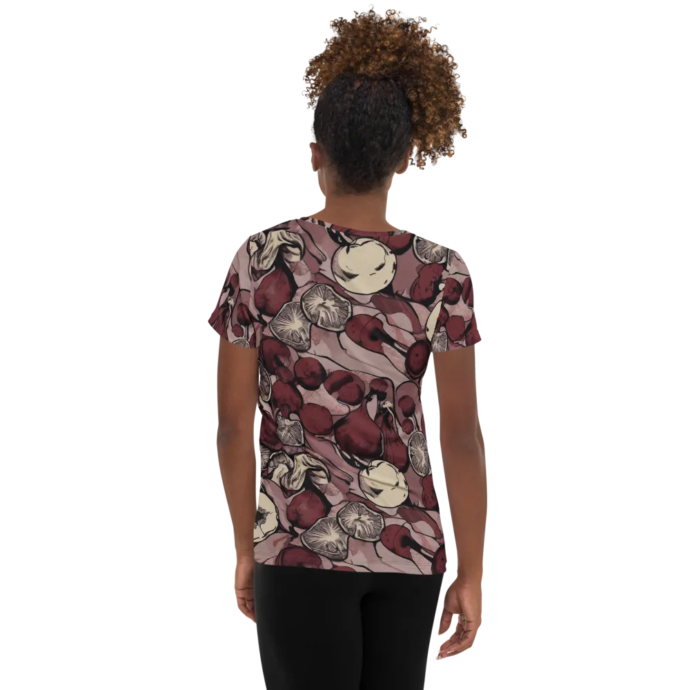Pomegranate Nocturne on Women's Athletic T-Shirt — Back
