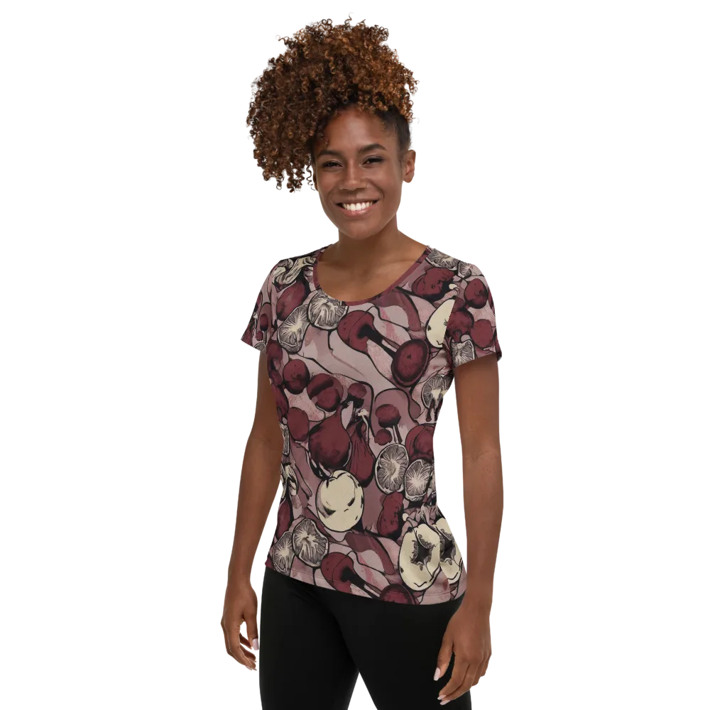 Pomegranate Nocturne on Women's Athletic T-Shirt — Left