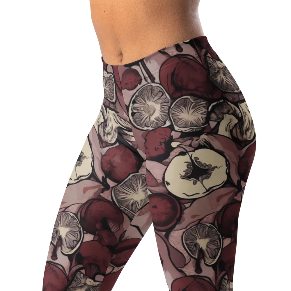Pomegranate Nocturne on Leggings — Left Front