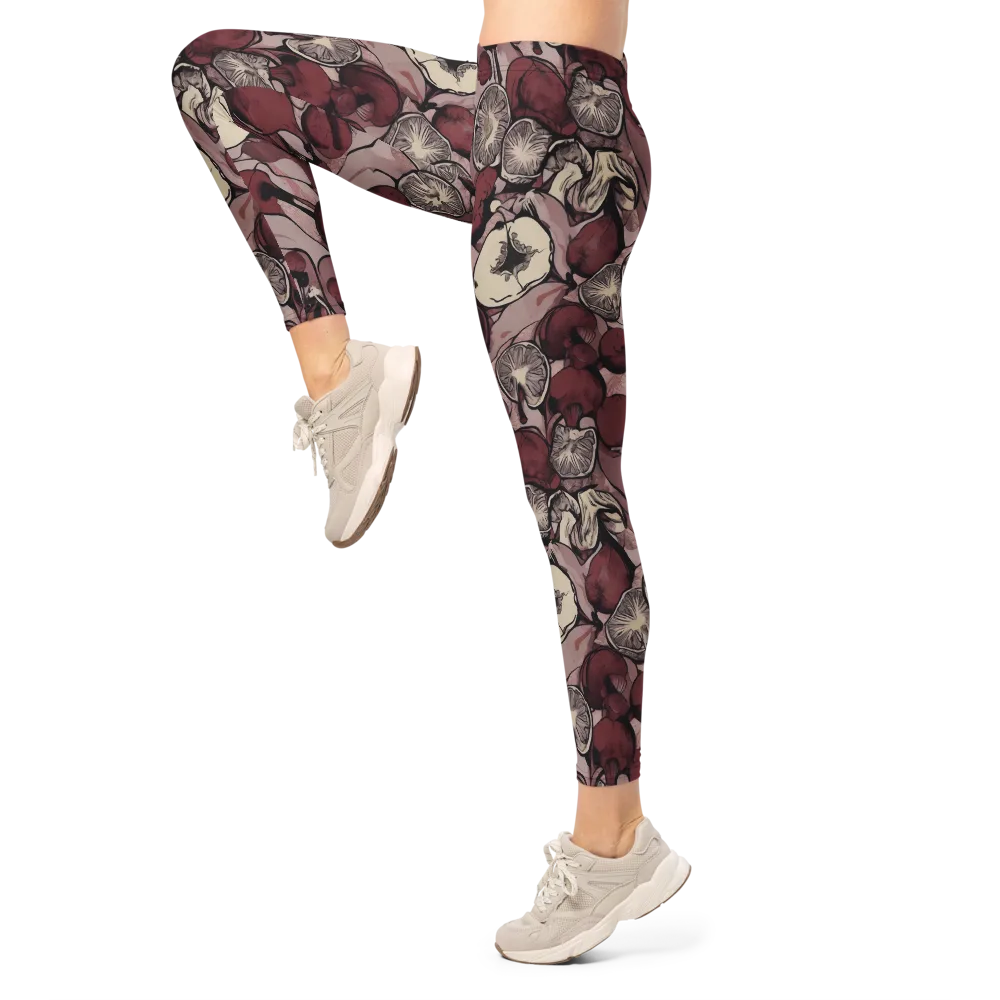 Pomegranate Nocturne on Leggings — Left