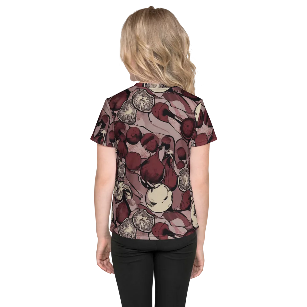 Pomegranate Nocturne on Kids Crew Neck T-Shirt — Back