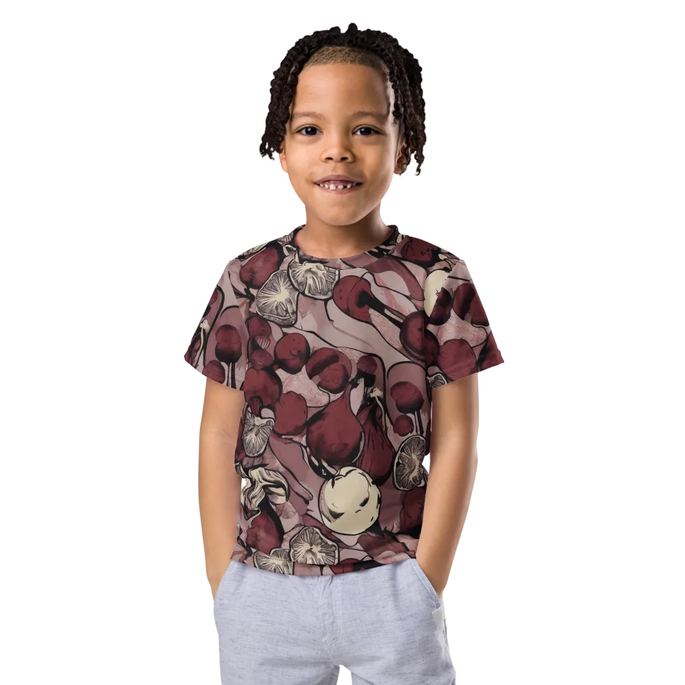Pomegranate Nocturne on Kids Crew Neck T-Shirt — Front