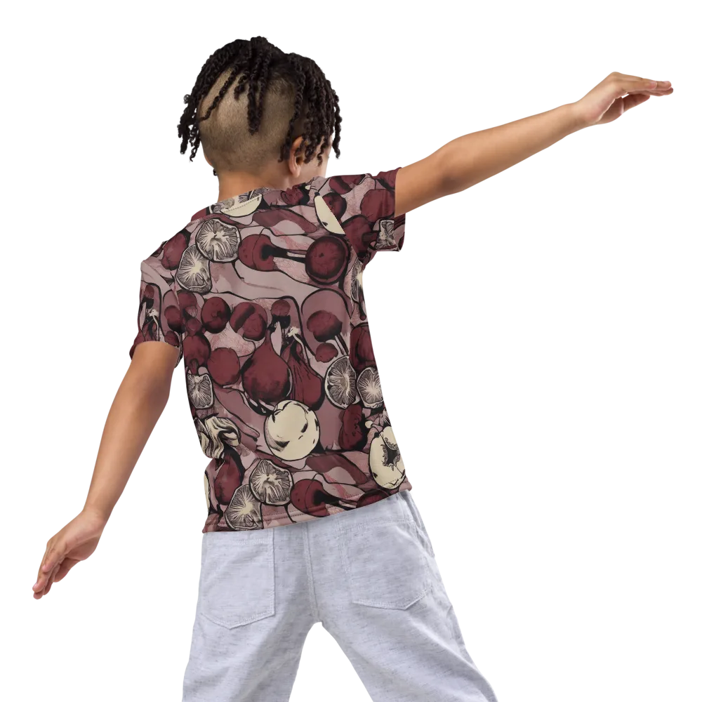 Pomegranate Nocturne on Kids Crew Neck T-Shirt — Back
