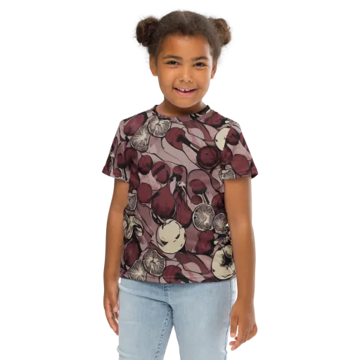 Pomegranate Nocturne on a Kids Crew Neck T-Shirt