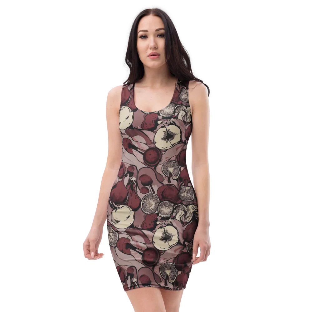 Pomegranate Nocturne on Bodycon Dress — Front
