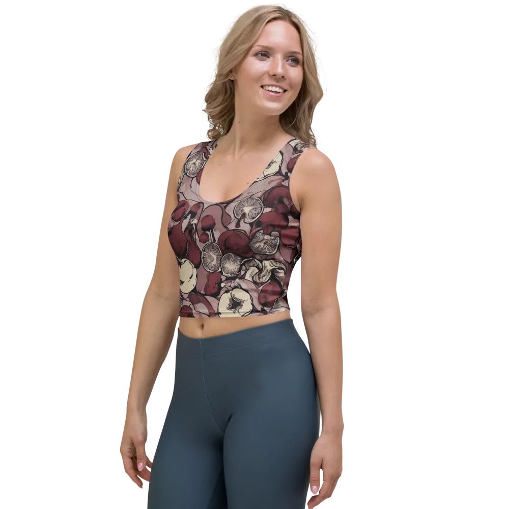 Pomegranate Nocturne on Crop Top — Left Front