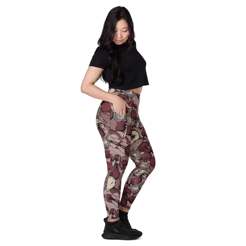 Pomegranate Nocturne on Leggings with Pockets — Right