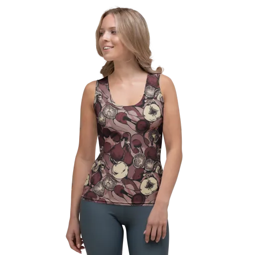 Pomegranate Nocturne on a Women's Tank Top