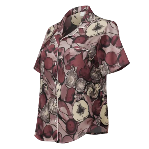 Pomegranate Nocturne on a Women's Short Sleeve Pajama Top