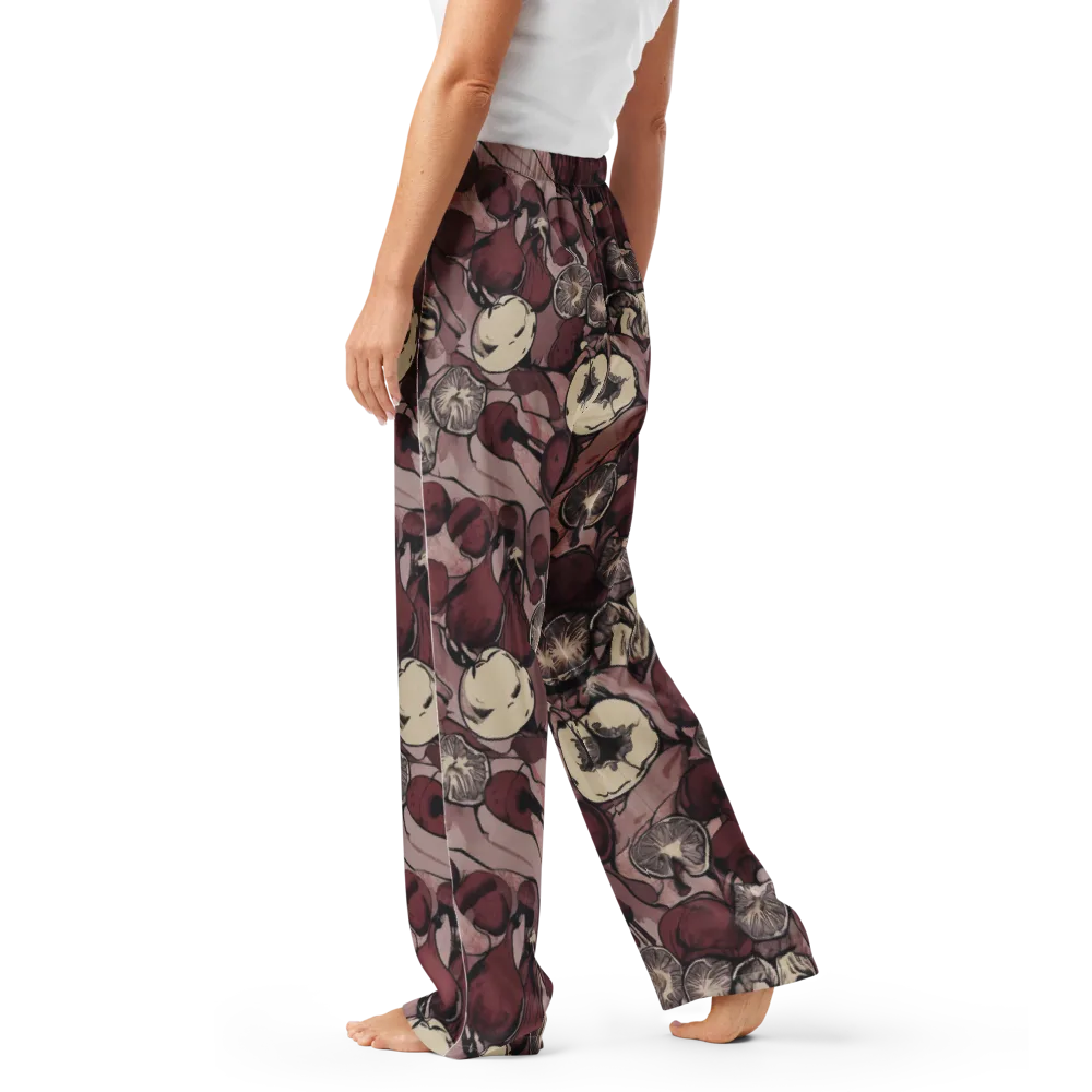Pomegranate Nocturne on Women's Pajama Pants — Left