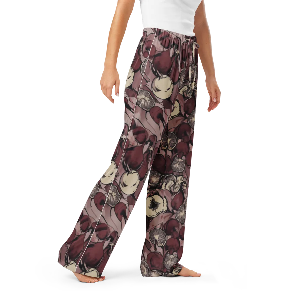 Pomegranate Nocturne on Women's Pajama Pants — Right Front