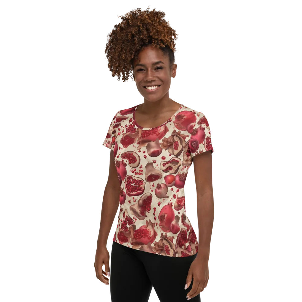 Pomegranate Atelier on Women's Athletic T-Shirt — Left
