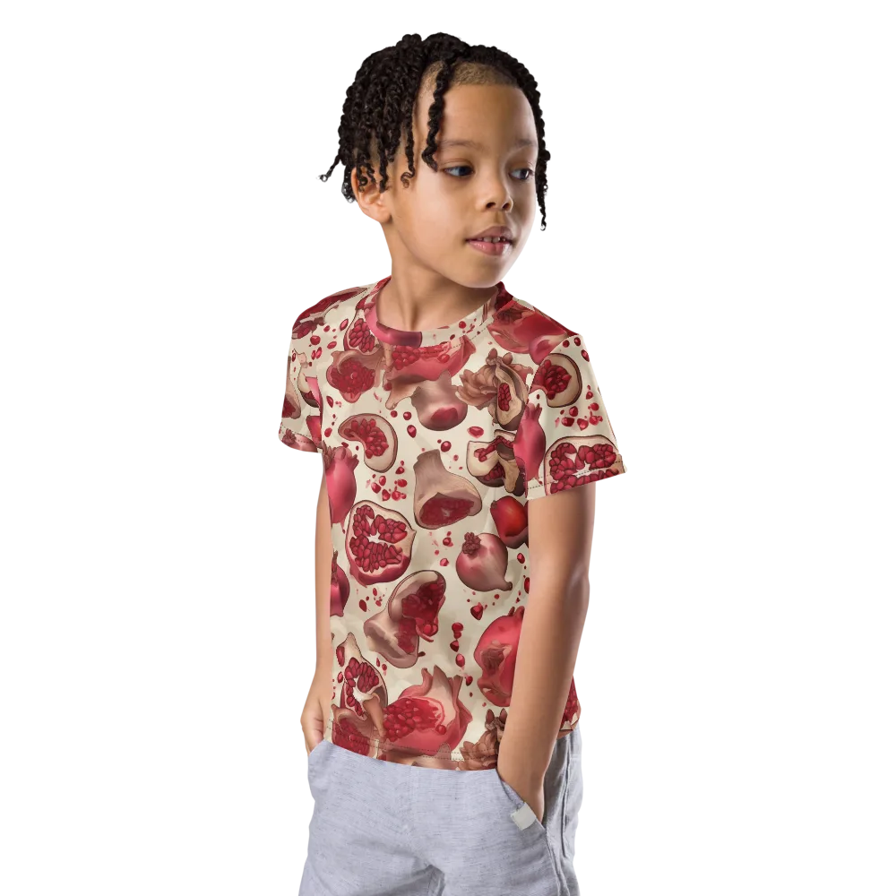 Pomegranate Atelier on Kids Crew Neck T-Shirt — Left Front