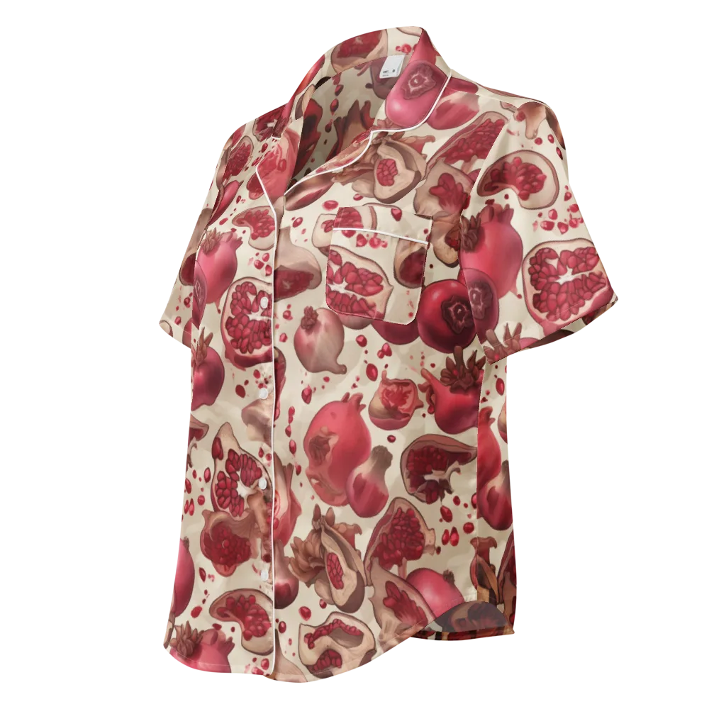 Pomegranate Atelier on Women's Short Sleeve Pajama Top — Left Front