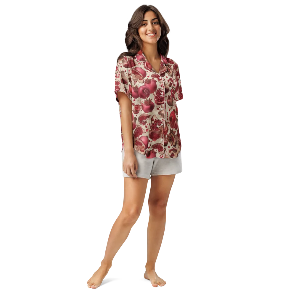 Pomegranate Atelier on Women's Short Sleeve Pajama Top — Front