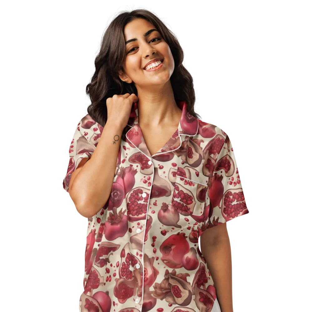 Pomegranate Atelier on Women's Short Sleeve Pajama Top — Front
