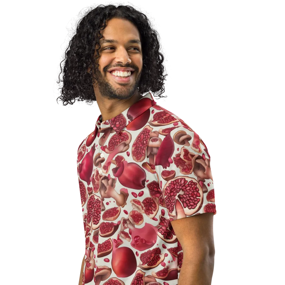 Pomegranate Parlor on Men's Slim Fit Polo Shirt — Left Front