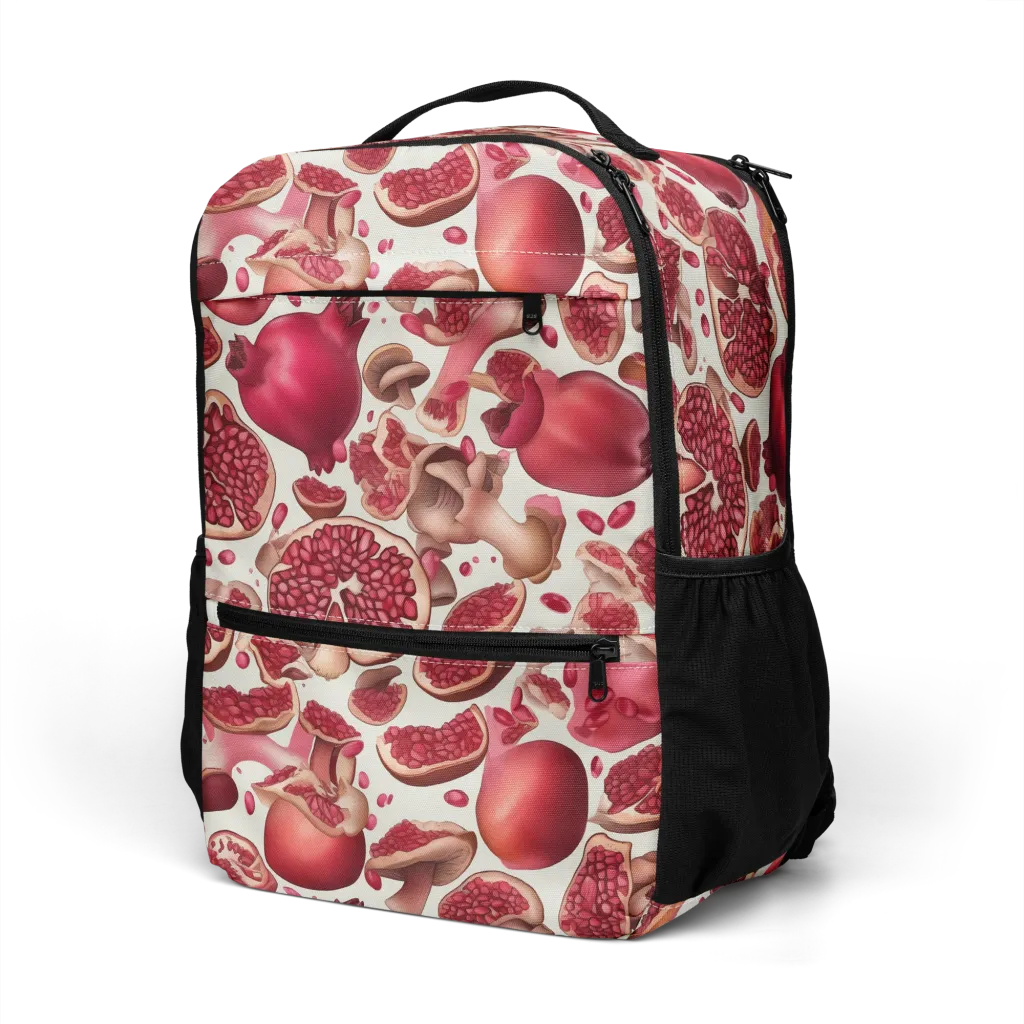 Pomegranate Parlor on Utility Backpack — Left Front
