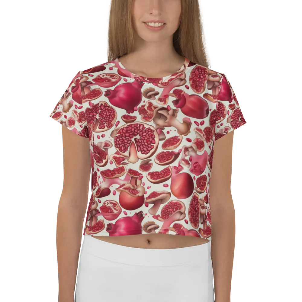 Pomegranate Parlor on Crop Tee — Front