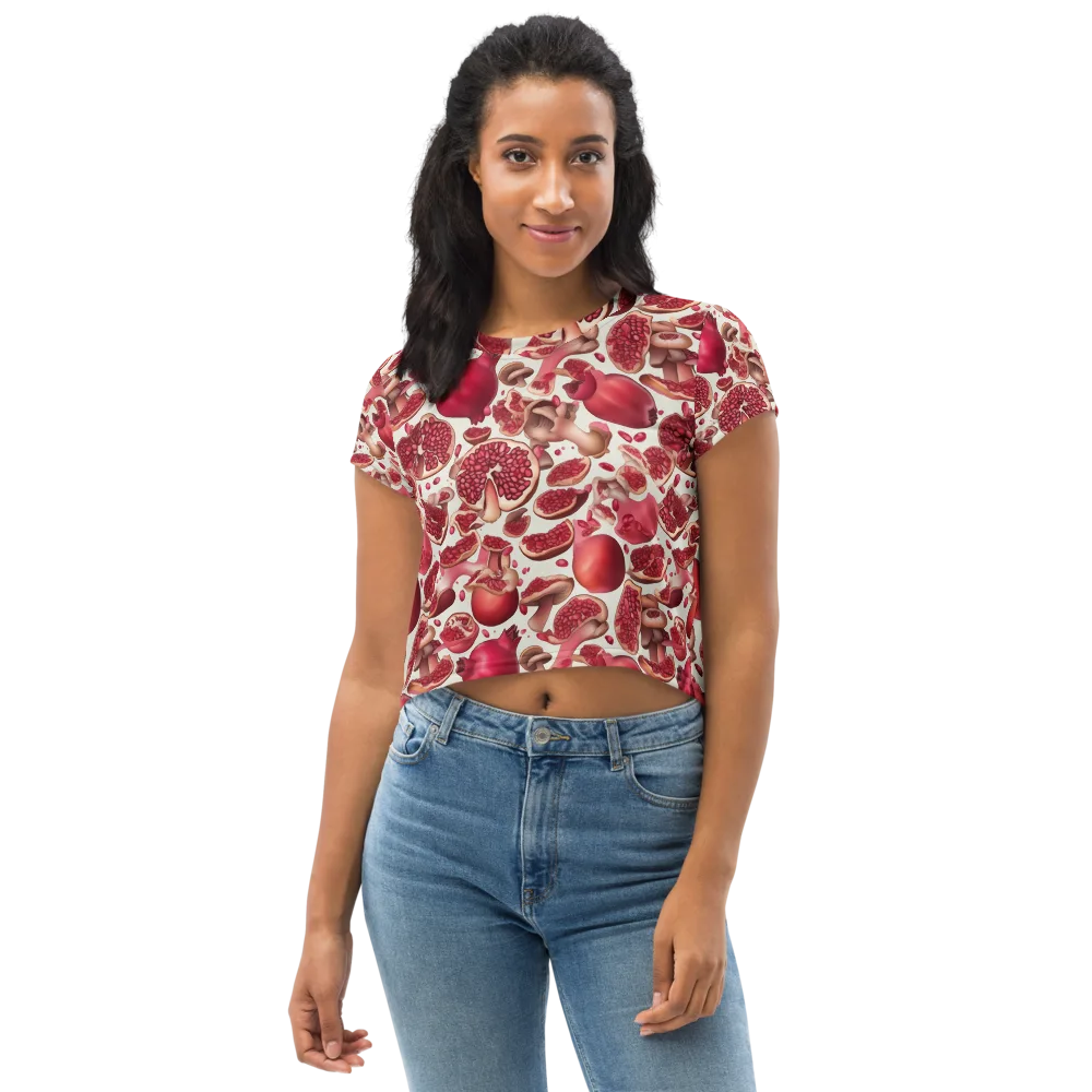 Pomegranate Parlor on Crop Tee — Front