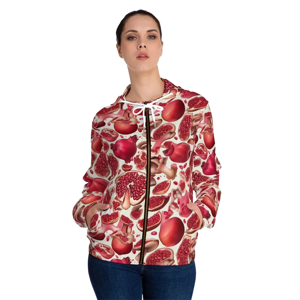 Pomegranate Parlor on Women's Full-Zip Hoodie — Front On Person