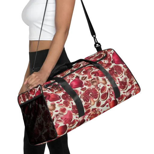 Pomegranate Parlor on a Duffle Bag